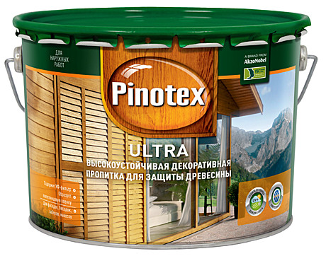 защитная высокоустойчивая пропитка Pinotex Ultra для деревянных поверхностей калужница 2,7л