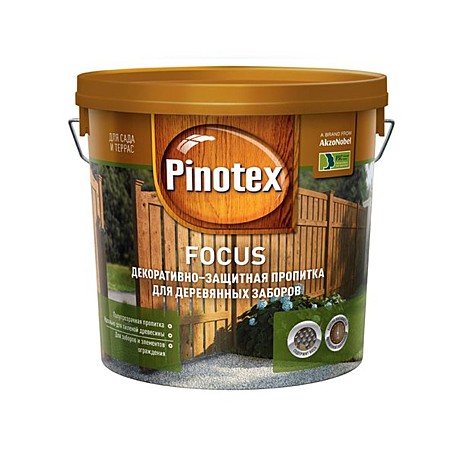 Защитная пропитка Pinotex Focus для заборов и садовых построек красное дерево 5 л
