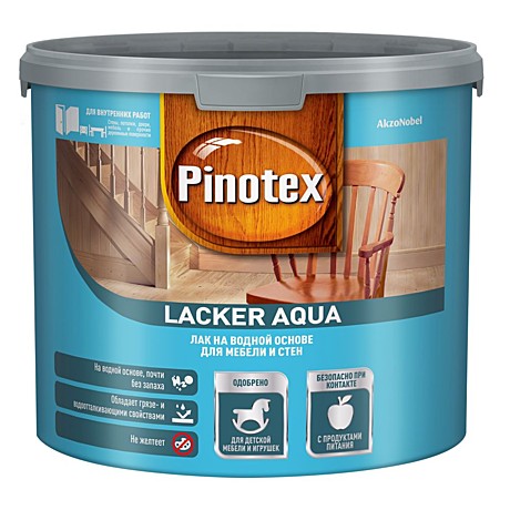 лак Pinotex Lacker Aqua на водной основе для мебели и стен глянцевый 2,7 л