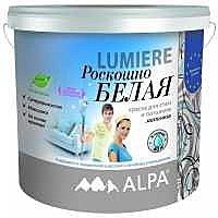 водно-дисперсионная краска ALPA Lumiere супербелая для стен и потолков 2 л