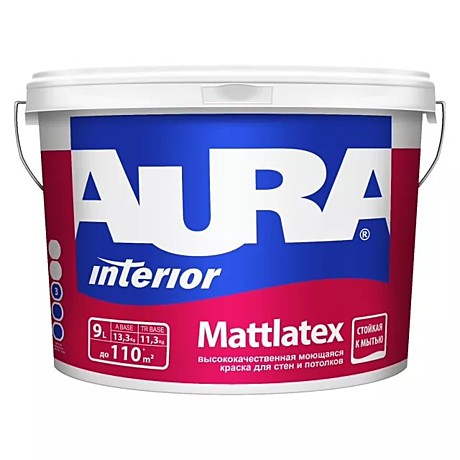 краска моющаяся для стен и потолков AURA MATTLATEX 9л  