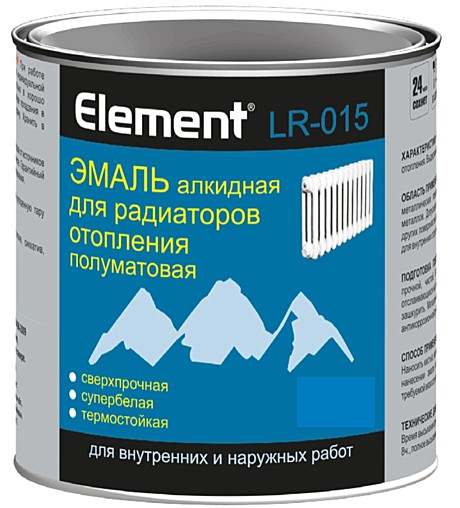 Эмаль Element LR-015 для радиаторов белая полуматовая, 1,8 л